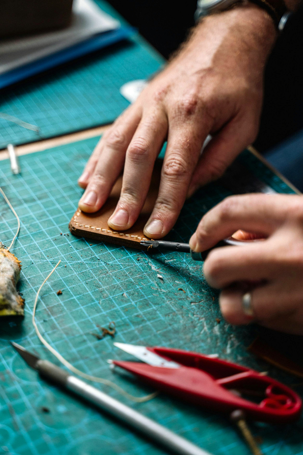 Crafting leather by hand